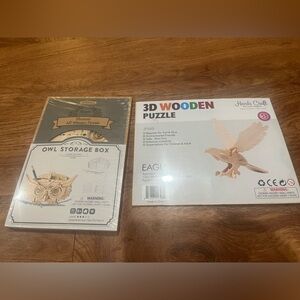3/$15 New - Lot 2 - Wood Wood 3D Wooden Puzzle Set - Natural